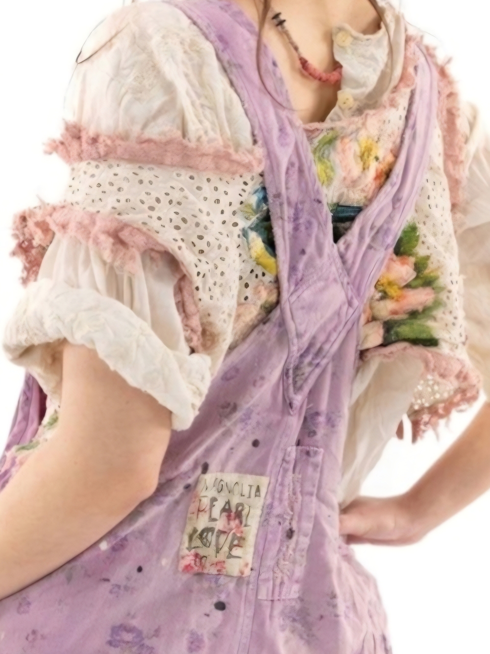 Lavender Distressed Women's Overalls - Feminine Relaxed Jeans - Picture 4 of 10